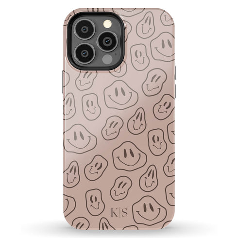 Melting Smiley Face Custom Initials iPhone Case